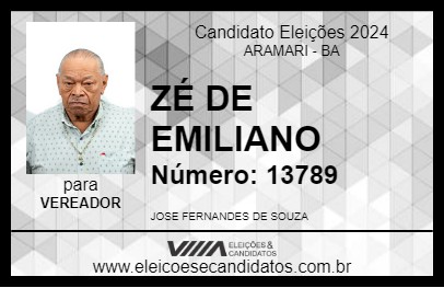 Candidato ZÉ DE EMILIANO 2024 - ARAMARI - Eleições