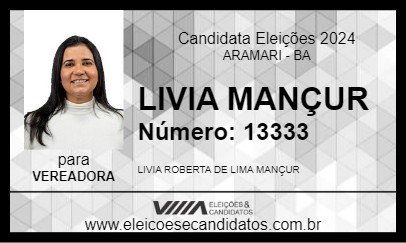 Candidato LIVIA MANÇUR 2024 - ARAMARI - Eleições