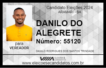 Candidato DANILO DO ALEGRETE 2024 - ARAMARI - Eleições