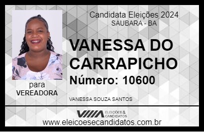 Candidato VANESSA DO CARRAPICHO 2024 - SAUBARA - Eleições