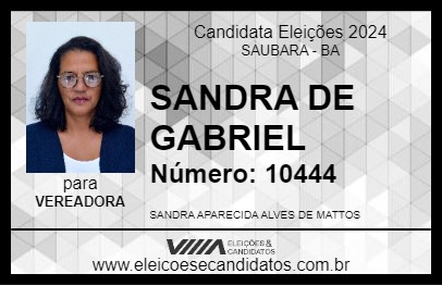 Candidato SANDRA DE GABRIEL 2024 - SAUBARA - Eleições