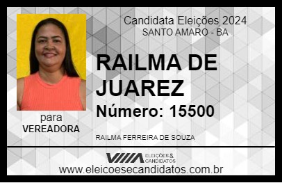 Candidato RAILMA DE JUAREZ 2024 - SANTO AMARO - Eleições