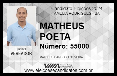 Candidato MATHEUS POETA 2024 - AMÉLIA RODRIGUES - Eleições