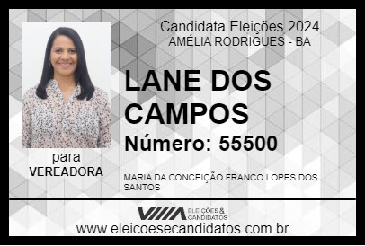 Candidato LANE DOS CAMPOS 2024 - AMÉLIA RODRIGUES - Eleições