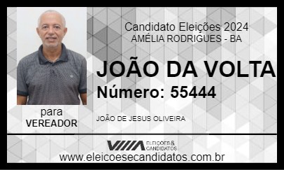 Candidato JOÃO DA VOLTA 2024 - AMÉLIA RODRIGUES - Eleições