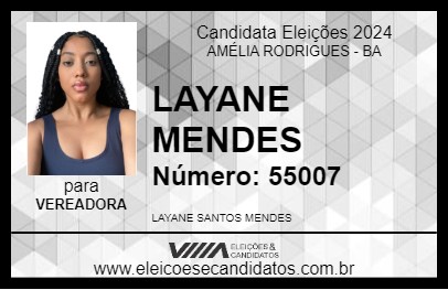 Candidato LAYANE MENDES 2024 - AMÉLIA RODRIGUES - Eleições