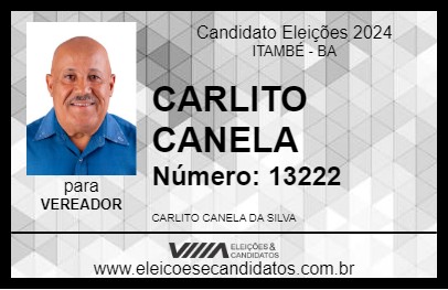 Candidato CARLITO CANELA 2024 - ITAMBÉ - Eleições