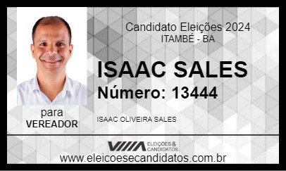 Candidato ISAAC SALES 2024 - ITAMBÉ - Eleições