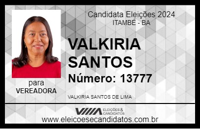 Candidato VALKIRIA SANTOS 2024 - ITAMBÉ - Eleições