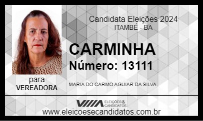 Candidato CARMINHA 2024 - ITAMBÉ - Eleições