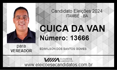 Candidato CUICA DA VAN 2024 - ITAMBÉ - Eleições