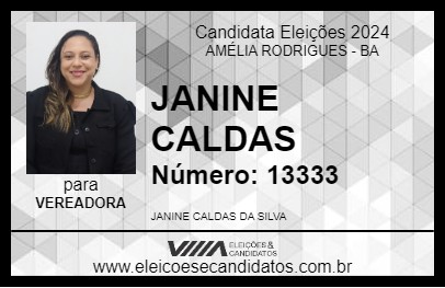 Candidato JANINE CALDAS 2024 - AMÉLIA RODRIGUES - Eleições