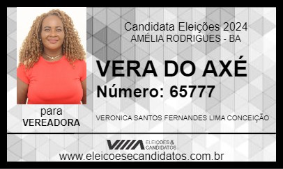 Candidato VERA DO AXÉ 2024 - AMÉLIA RODRIGUES - Eleições