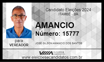 Candidato AMANCIO 2024 - ITAMBÉ - Eleições