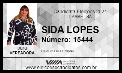 Candidato SIDA LOPES 2024 - ITAMBÉ - Eleições