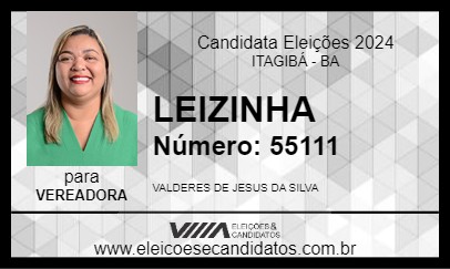 Candidato LEIZINHA 2024 - ITAGIBÁ - Eleições