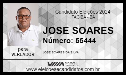 Candidato JOSE SOARES 2024 - ITAGIBÁ - Eleições