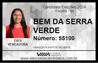 Candidato BEM DA SERRA VERDE 2024 - ITAGIBÁ - Eleições