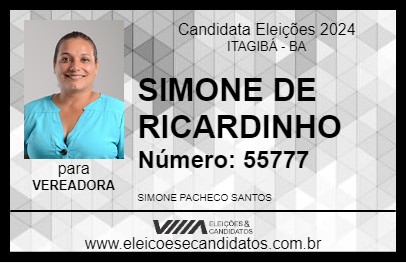 Candidato SIMONE DE RICARDINHO 2024 - ITAGIBÁ - Eleições