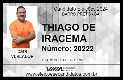 Candidato THIAGO DE IRACEMA 2024 - BARRO PRETO - Eleições