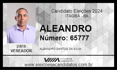 Candidato ALEANDRO 2024 - ITAGIBÁ - Eleições