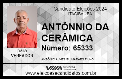 Candidato ANTÔNIO DA CERÂMICA 2024 - ITAGIBÁ - Eleições