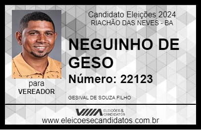 Candidato NEGUINHO DE GESO 2024 - RIACHÃO DAS NEVES - Eleições