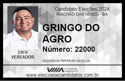 Candidato GRINGO DO AGRO 2024 - RIACHÃO DAS NEVES - Eleições