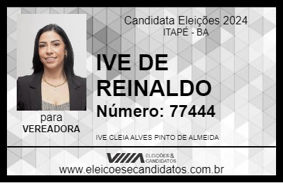 Candidato IVE DE REINALDO 2024 - ITAPÉ - Eleições