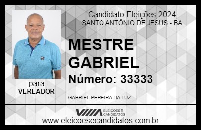 Candidato MESTRE GABRIEL 2024 - SANTO ANTÔNIO DE JESUS - Eleições