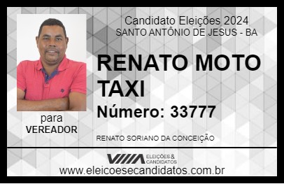 Candidato RENATO MOTO TAXI 2024 - SANTO ANTÔNIO DE JESUS - Eleições