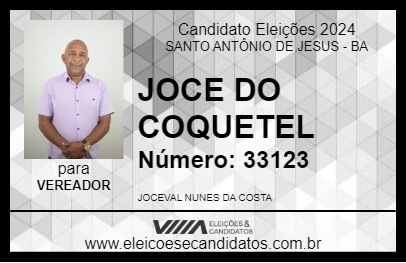 Candidato JOCE DO COQUETEL 2024 - SANTO ANTÔNIO DE JESUS - Eleições