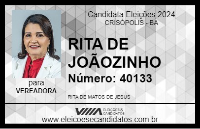 Candidato RITA DE JOÃOZINHO 2024 - CRISÓPOLIS - Eleições