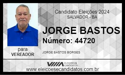 Candidato JORGE BASTOS 2024 - SALVADOR - Eleições