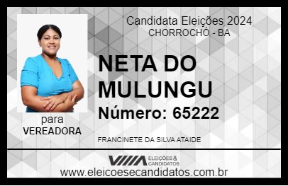 Candidato NETA DO MULUNGU 2024 - CHORROCHÓ - Eleições