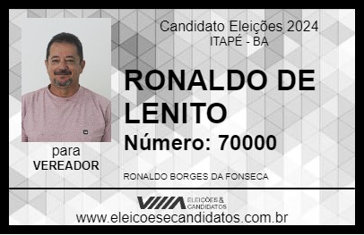 Candidato RONALDO DE LENITO 2024 - ITAPÉ - Eleições