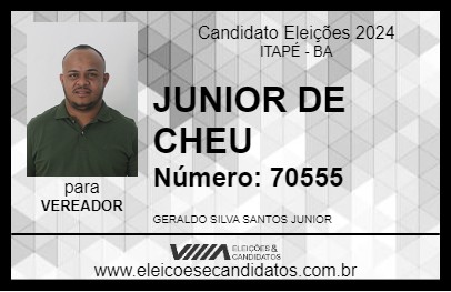 Candidato JUNIOR DE CHEU 2024 - ITAPÉ - Eleições