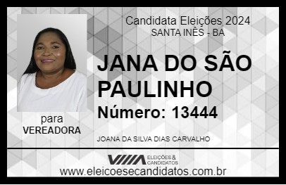 Candidato JANA DO SÃO PAULINHO 2024 - SANTA INÊS - Eleições