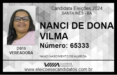 Candidato NANCI DE DONA VILMA 2024 - SANTA INÊS - Eleições