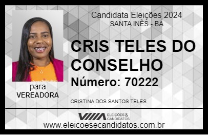 Candidato CRIS TELES DO CONSELHO 2024 - SANTA INÊS - Eleições