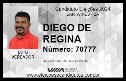 Candidato DIEGO DE REGINA 2024 - SANTA INÊS - Eleições