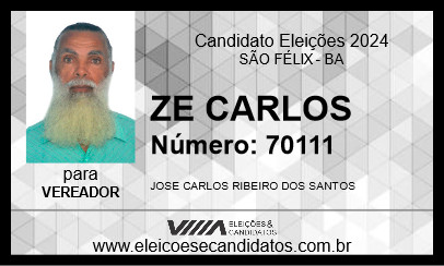 Candidato ZE CARLOS 2024 - SÃO FÉLIX - Eleições