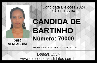 Candidato CANDIDA DE BARTINHO 2024 - SÃO FÉLIX - Eleições