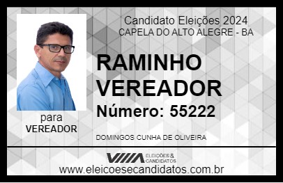 Candidato RAMINHO VEREADOR 2024 - CAPELA DO ALTO ALEGRE - Eleições