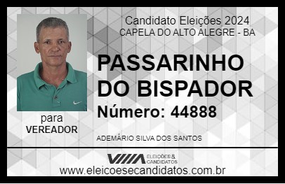 Candidato PASSARINHO DO BISPADOR 2024 - CAPELA DO ALTO ALEGRE - Eleições