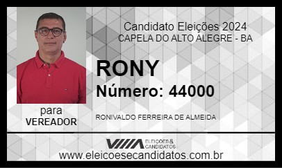 Candidato RONY 2024 - CAPELA DO ALTO ALEGRE - Eleições