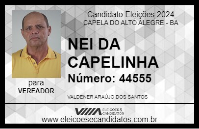 Candidato NEI DA CAPELINHA 2024 - CAPELA DO ALTO ALEGRE - Eleições