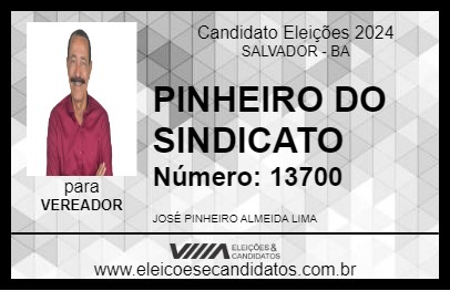 Candidato PINHEIRO DO SINDICATO 2024 - SALVADOR - Eleições