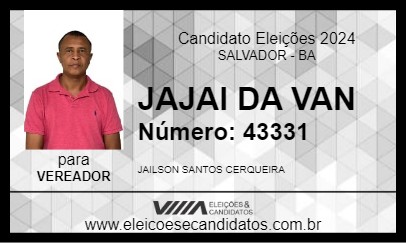 Candidato JAJAI DA VAN 2024 - SALVADOR - Eleições