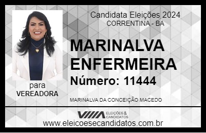 Candidato MARINALVA ENFERMEIRA 2024 - CORRENTINA - Eleições